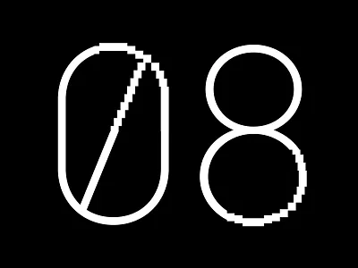 Pixelated letter forms / typeface 08 8 black and white brand brand identity branding custom font custom type design digital font font design font designer monochrome number pixel pixelated typography