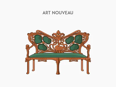 Art Nouveau sofa chair deck flat furniture sofa vector