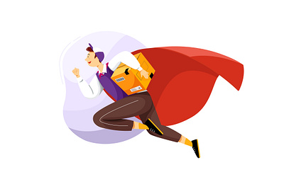 Superhero Delivery Service Vector Illustration bicycle box carry courier delivery drone express illustration logistic package service shipment superman transport vector