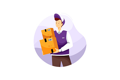 Delivery Man Holding Box Illustration bicycle box carry courier delivery drone express illustration logistic package service shipment superman transport vector