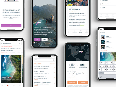 Jack's Flight Club app booking flight flight search holiday orange product product design purple ticket travel ui uiux white