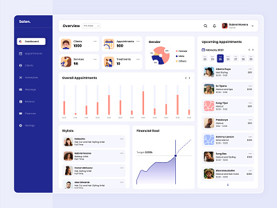 Beauty Salon Dashboard appointment clean dashboard dashboard ui design graph illustration interface salon salon app salon dashboard statistics ui user experience ux webdesign website design
