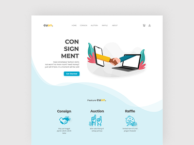 CUAN. - Consignment Landing Page design figma flat illustration landing design landing page design landingpage ui ux web