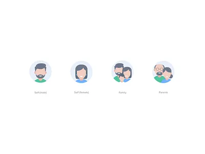 Icons for ETMONEY health insurance character design etmoney family female iconography icons illustration male man parents woman