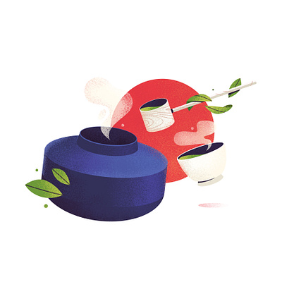 japanese tea ceremony ceremony colour cup design drink dynamic float food illustration japan japanese leaves matcha nature relax simple simple design smoke sun tea