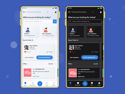 Doctor App animation app appointment ask a question booking booking app cards design doctor doctor booking dribbleshot ios location mpandaarts mpandaphotos offers ui ux ux design