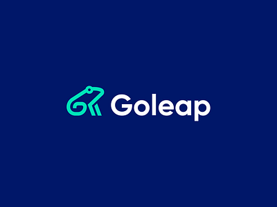 Goleap abstract animal branding clever flat frog green icon identity letter line logo mark minimal stroke wild