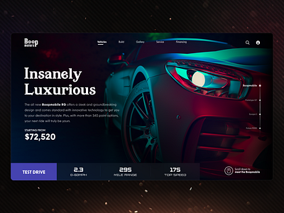 Car Landing Page adobe xd automobile car landing page ui design vehicle web design