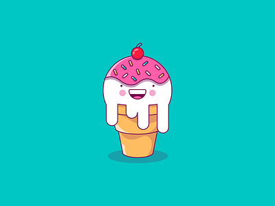 Ice Cream 🍦 character character design characters design designer flat design food food and drink food illustration happy ice cream ice cream cone icecream illustration illustrator smile vector