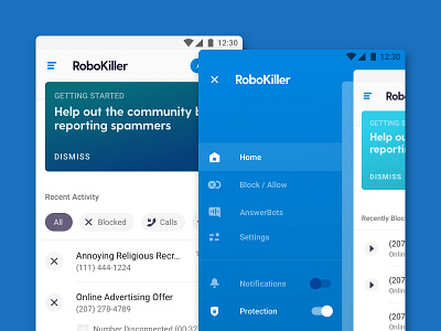 RoboKiller Android android app block call clean light mobile mobile ui product spam spammer