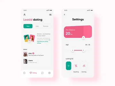 Loosid Dating app dating app design illustration inteface ios ios app minimalistic ui uidesign