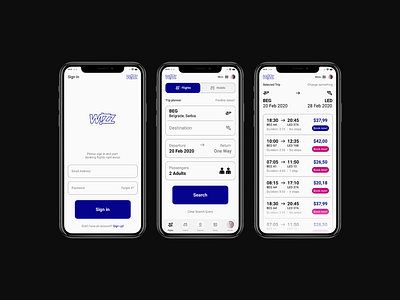 WizzAir Concept - App Ui Design airline airlines app design app designer app ui booking booking app clean minimal minimalistic modern product design ticket ui