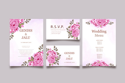 floral wedding invitation card template set art background beautiful border card celebration decoration decorative design floral flower frame invitation pattern set spring template vector vintage wedding