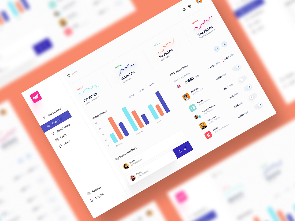 Finance Dashboard UI concept - Freebie for Figma and Adobe XD by Mike ...