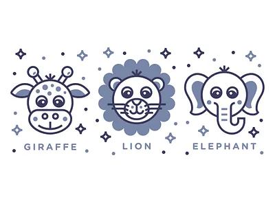 Nursery Art animals elephant giraffe illustration lion monoline nursery