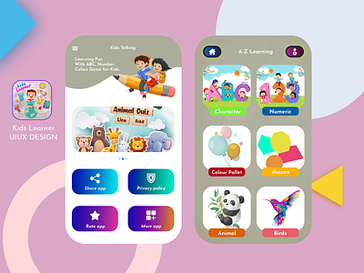 kids learning app color game for kids app game for kids app kids kids app design kids education app kids education app kids game kids learning fun with abc kids learning fun with abc mobile app design number uidesign