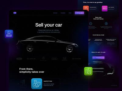 A car selling company landing page automotive blue bright car clean color commerce dark dark ui dribbble inspiring landing minimal new suprematism ui violet web