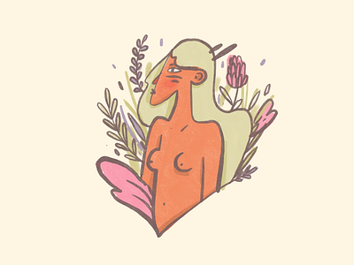 Wild a bit illustration girl flowers