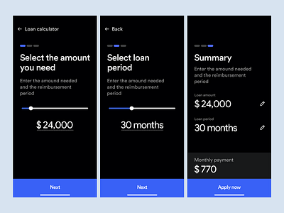 Daily UI 4 - Calculator blue calculator daily ui 004 daily ui 4 daily ui challenge dailyui dark design ios loan loan calculator ui