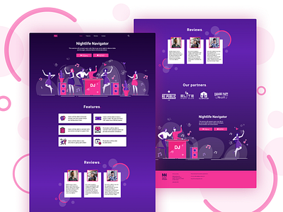 Landing for app Nightlife Navigator app design icon illustrator landing page design ui ux vector web