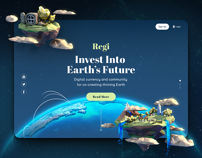 Regi Landing Page 3d 3d art blue crypto ecology green landing