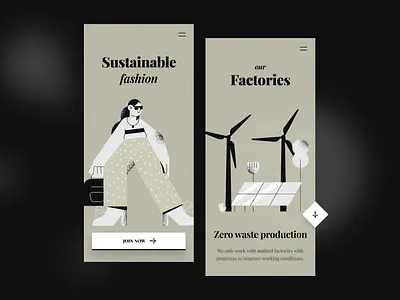 fashion mobile website black color dark ui design fashion illustration mobile mobile design mobile website olive recycling texture typogaphy ui ux