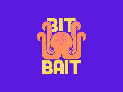 Bit Bait brand branding design flat geometric illustration logo octopus