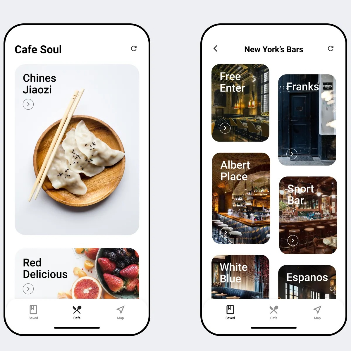 Food Places app cafe card chinese food map mobileapp restorant search travel ui