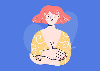 Pink Lady 💛 blue character character design design drawing girl illustration ipad palette procreate woman