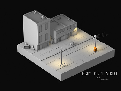 low poly street 3d c4d cinema 4d design low poly lowpoly octane render webgl