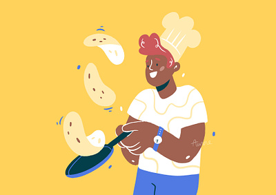 Cooking class 🥞 character character design crepes design drawing food food illustration illustration ipad palette procreate yellow