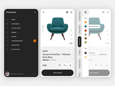 Debenhams - Retail App android app app design bahur78 color palette color picker ecommerce flat ios minimal modern product design product page retail software design ui user center design user inteface ux