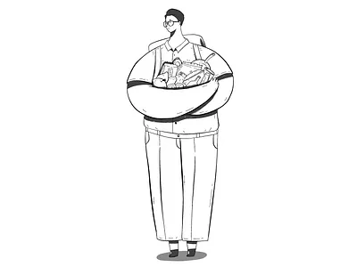 MRT Sketch 5 . When u always come to work with food. 2d 2d art black brand cute design funny illustration lineart sketching skretch tiny white