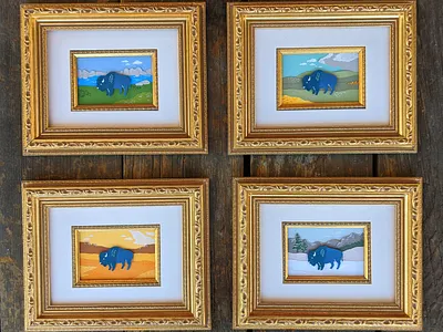 Seasonal bison art bison buffalo cut paper handmade nature paper paper art