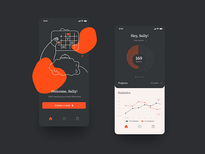 Task Tracker Mobile App animation app design design design studio graphic design illustration interaction interface mobile mobile design mobile ui motion design onboarding stats task manager task tracker ui ui animation user experience ux