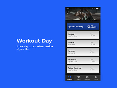 Workout Day / DailyUI challenge #62 adobe adobexd appdesign application branding design designer typography ui design uxdesign