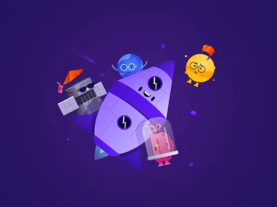 Family Space - final iteration character concept exploration illustration man space ui ux woman