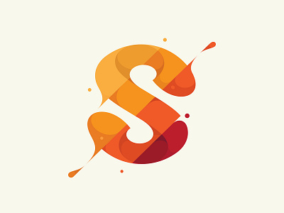 S branding flat design flat illustration illustration liquid orange red s slash spill splash water