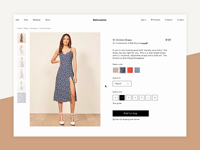 Reformation - Desktop animation design ecommerce elegant interaction interaction design interface motion motiondesign shopping ui web