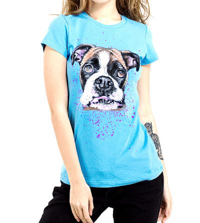 hand-painted T-shirt, portrait of a dog according to the photo apparel design drawing fashion hand painted handmade paint style wear