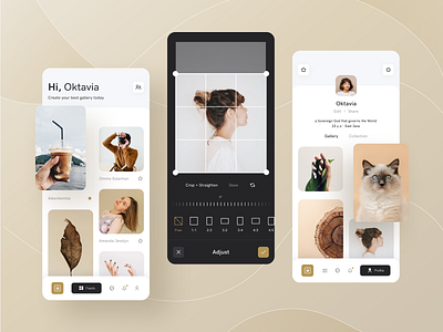 Photo Gallery App app camera clean design feeds gallery minimal mobile photo photo editor ui