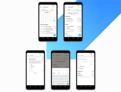 ThingsToDo App UI android android app android app design app app design app ui app ui design app ui ux blue calendar design calendar ui daily ui dailyui mobile todo todo app todo list ui ui ux ui design