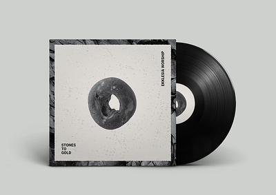 Stones to Gold V2 album bagel black and white branding gold ministry monochromatic rock stones texture vertical vinyl worship