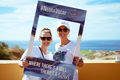 Neora Vacay Handheld Signage beach beach branding blue blue signage branding cabo cabo san lucas event branding graphic design handheld handheld sign logo design mexico print design signage typography