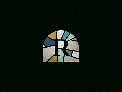 Glass R art branding church color exploration glass gold logo religion retro stained stained glass teal