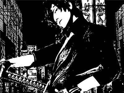 Dark City Street adobe illustrator blackandwhite comic dark digitalinking follow me illustration illustrator sword vector vector art vectorart