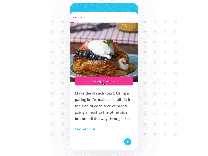 step by step food app ingredients instruction mobile uidesign ux design