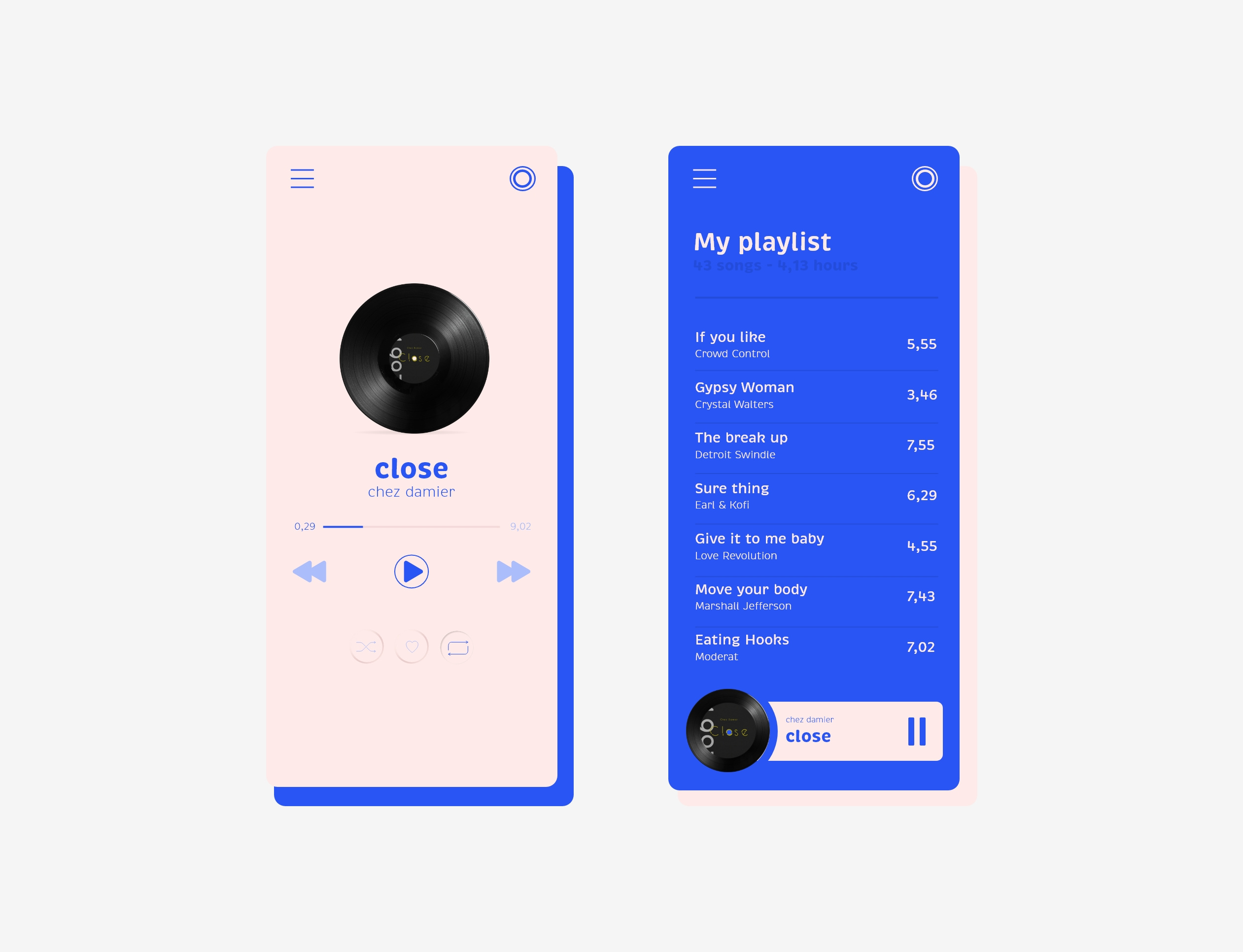 Example of #DailyUI [5] Music Player