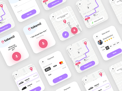 Takemii - Car Sharing App for Watch OS app applewatch branding careem icon logo lyft ride sharing rideshare ridesharing snap taxi taxi app uber ui ux watch watchos