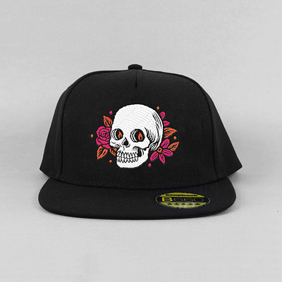 Caps cap caps design floral hat illustration design skull